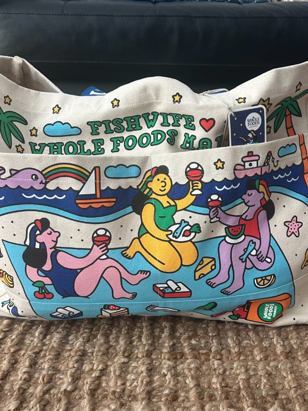 Fishwife x Whole Foods Market Large Canvas Tote Bag NWT Limited Edition Organic - Picture 2 of 12